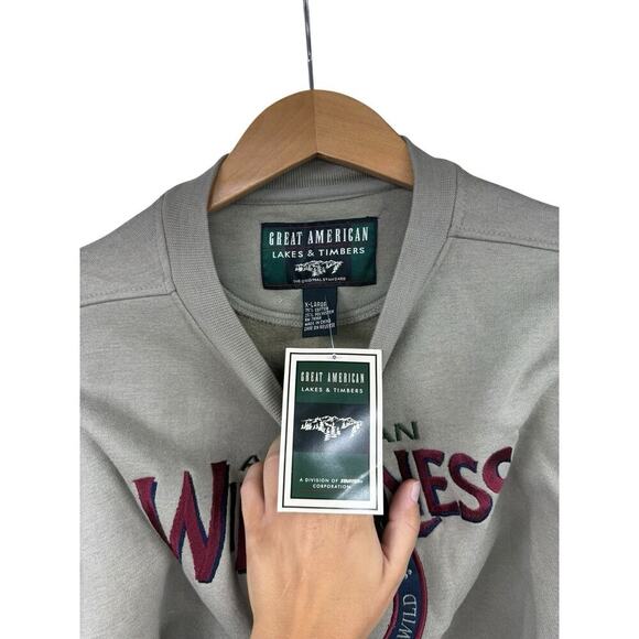 NWT Vtg Great American Mens Wolfs Wilderness Outdoor Crossover Sweatshirt Sz XL - Picture 4 of 7